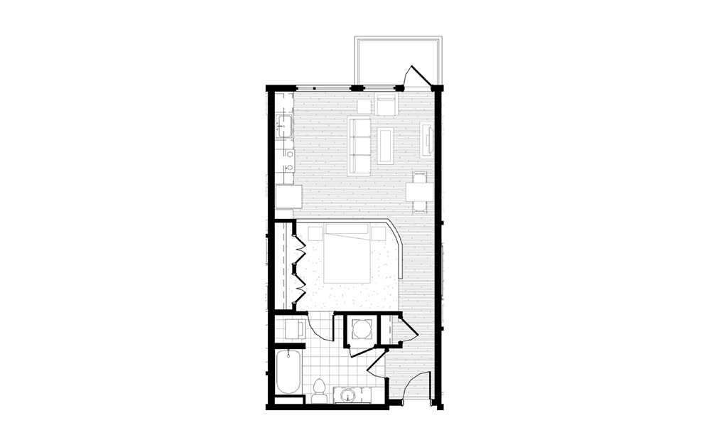 A2 - 1 bedroom floorplan layout with 1 bath and 630 square feet.